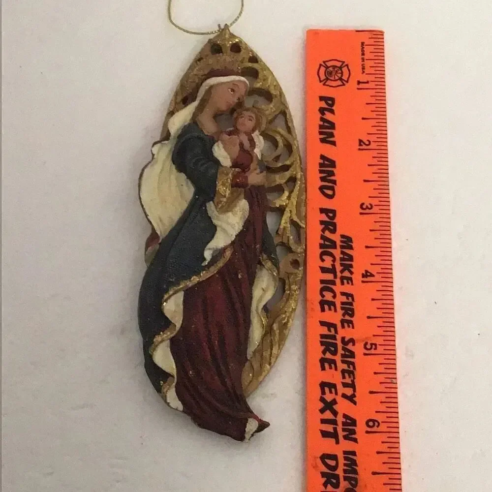 Vintage Mary and baby Jesus Christmas ornament